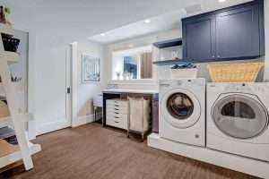 Modern laundry room with washer and dryer setup