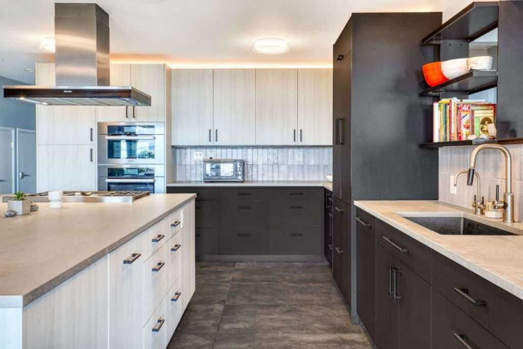 Modern kitchen with sleek design and integrated appliances