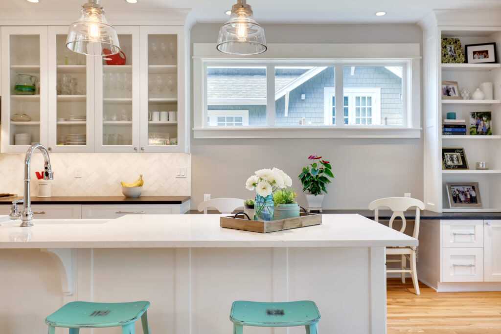 Bright kitchen interior with elegant white cabinetry